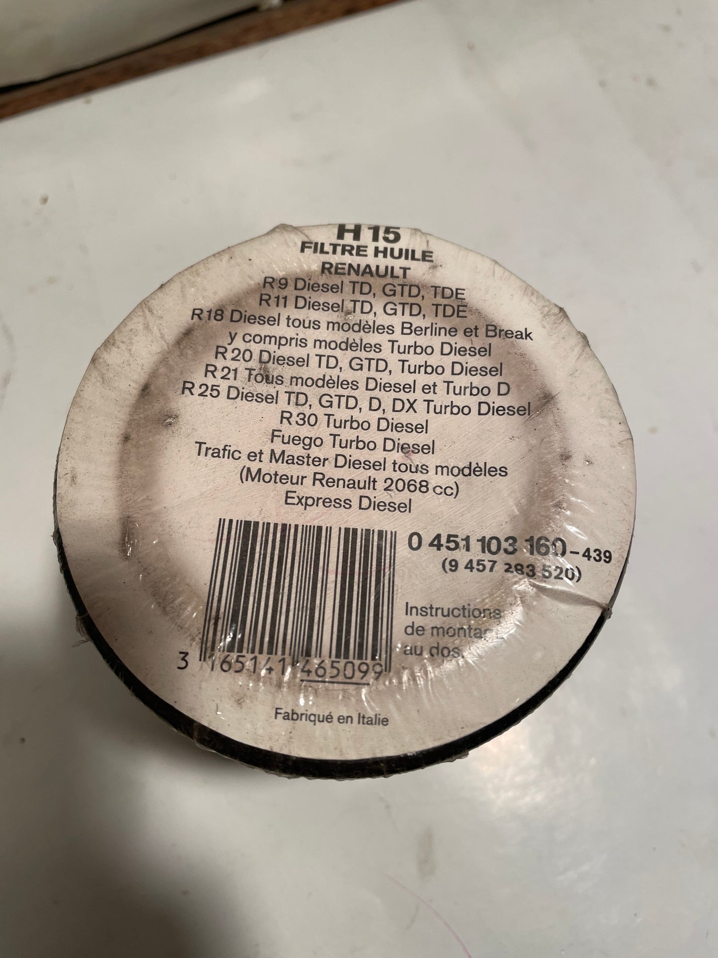 Filtre à huile BOSCH H15 pour Renault