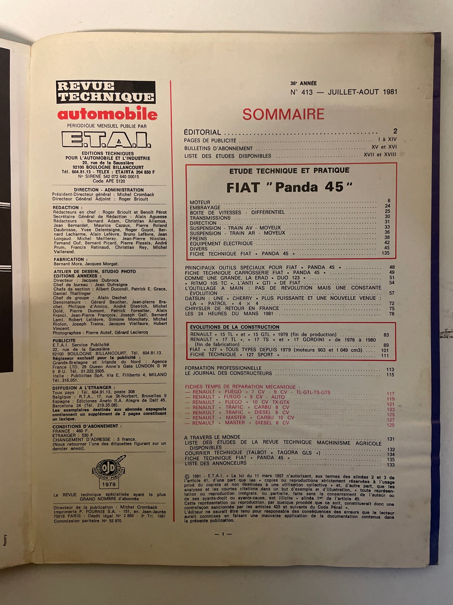 Revue technique FIAT PANDA 45