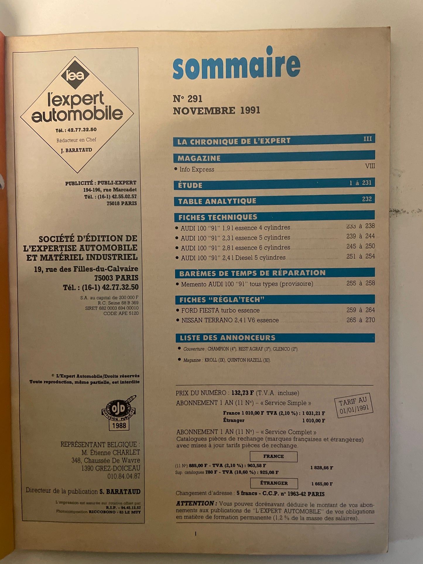 Revue technique AUDI 100 « 91 » berline