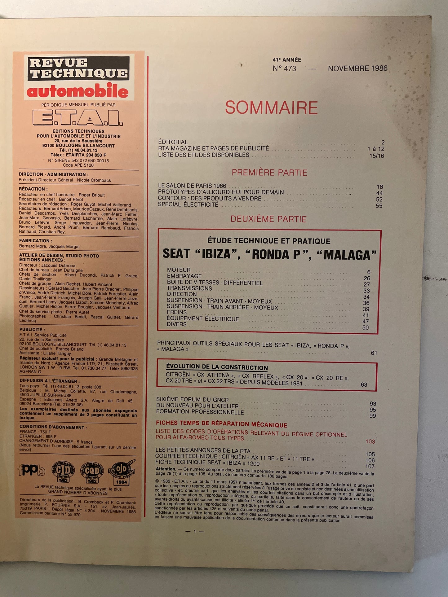 Revue technique SEAT Ibiza Ronda P Malaga