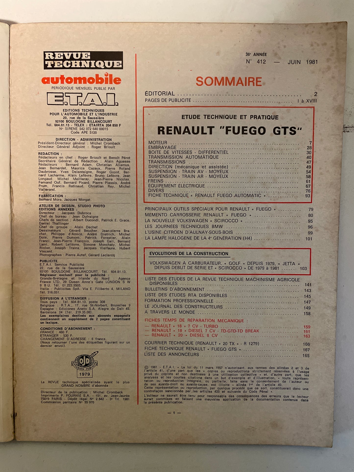 Revue technique RENAULT FUEGO GTS