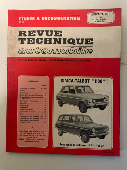 Revue technique SIMCA TALBOT 1100