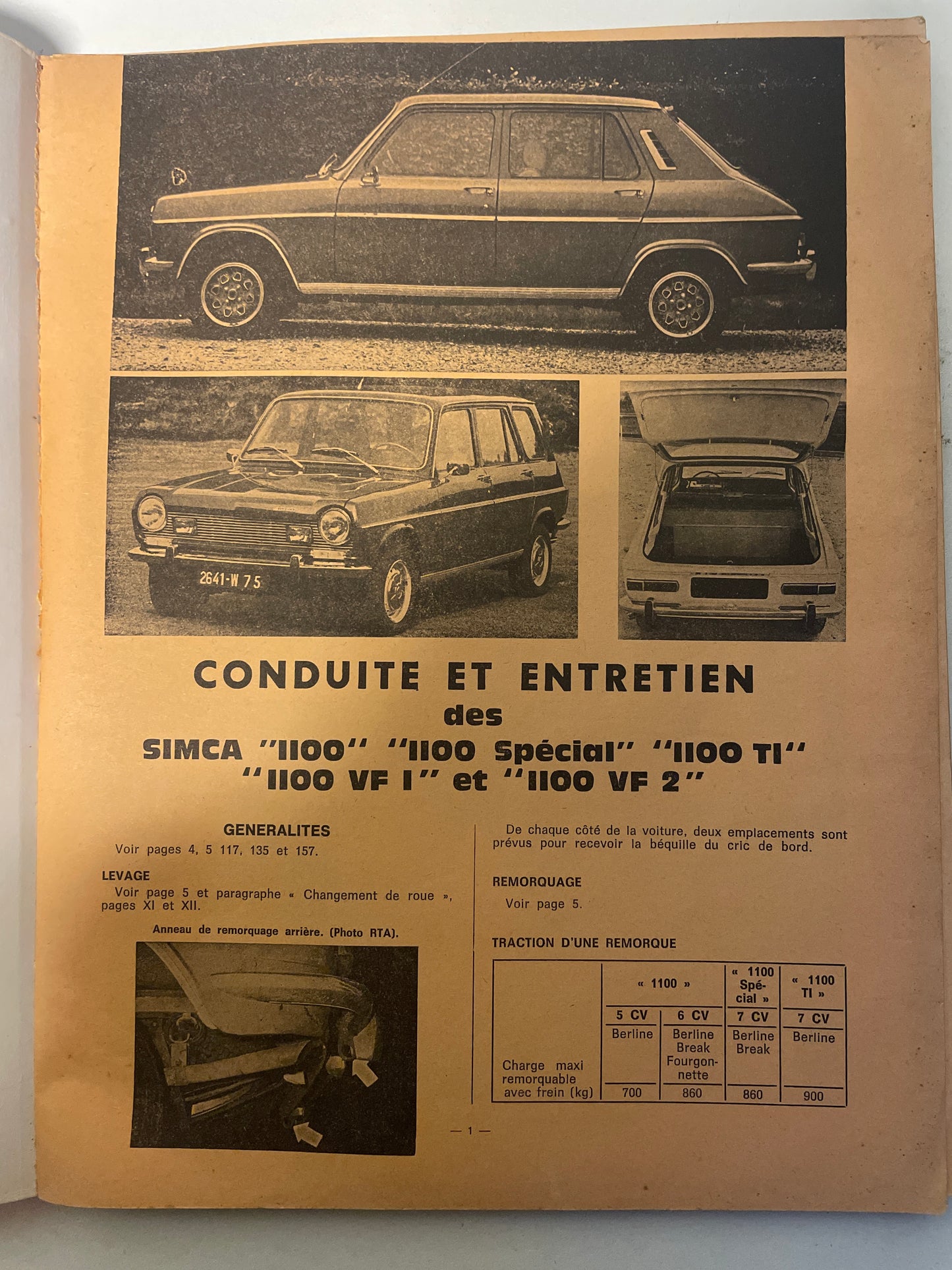 Revue technique SIMCA TALBOT 1100
