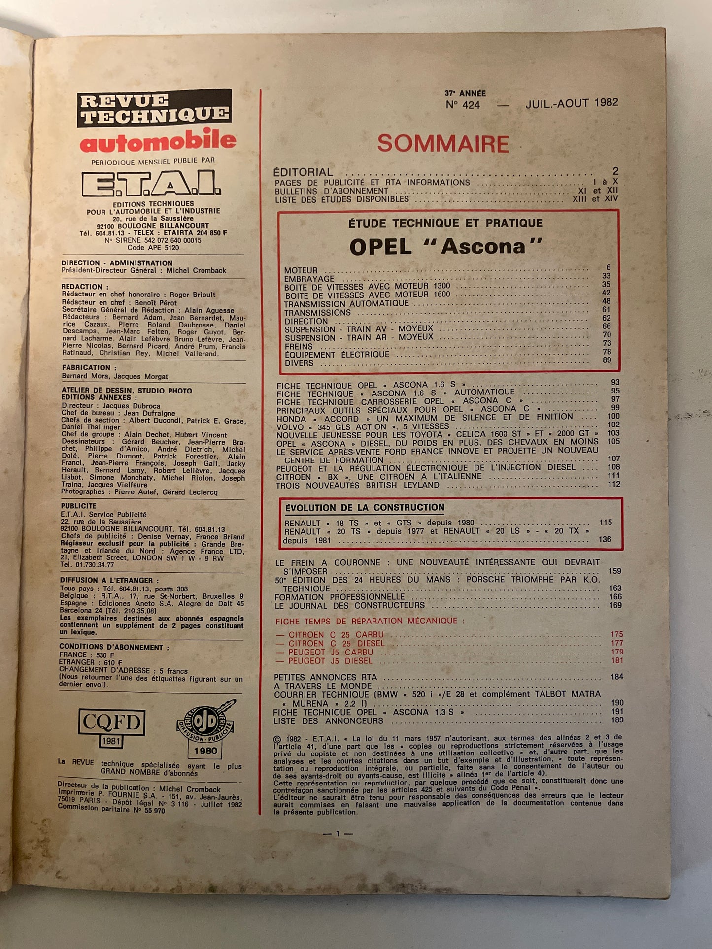 Revue technique OPEL ASCONA