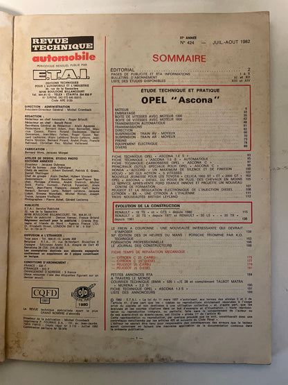 Revue technique OPEL ASCONA