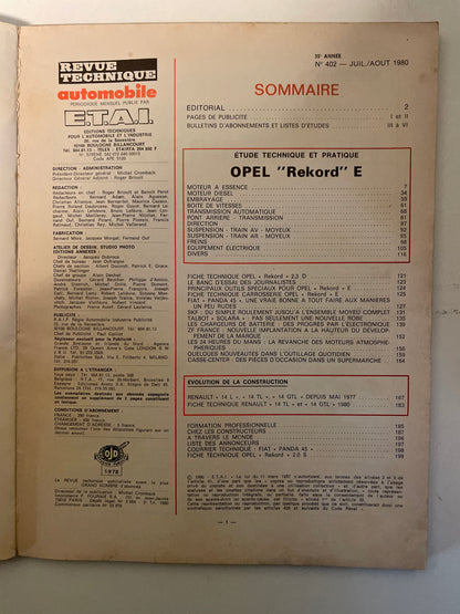 Revue technique OPEL REKORD E
