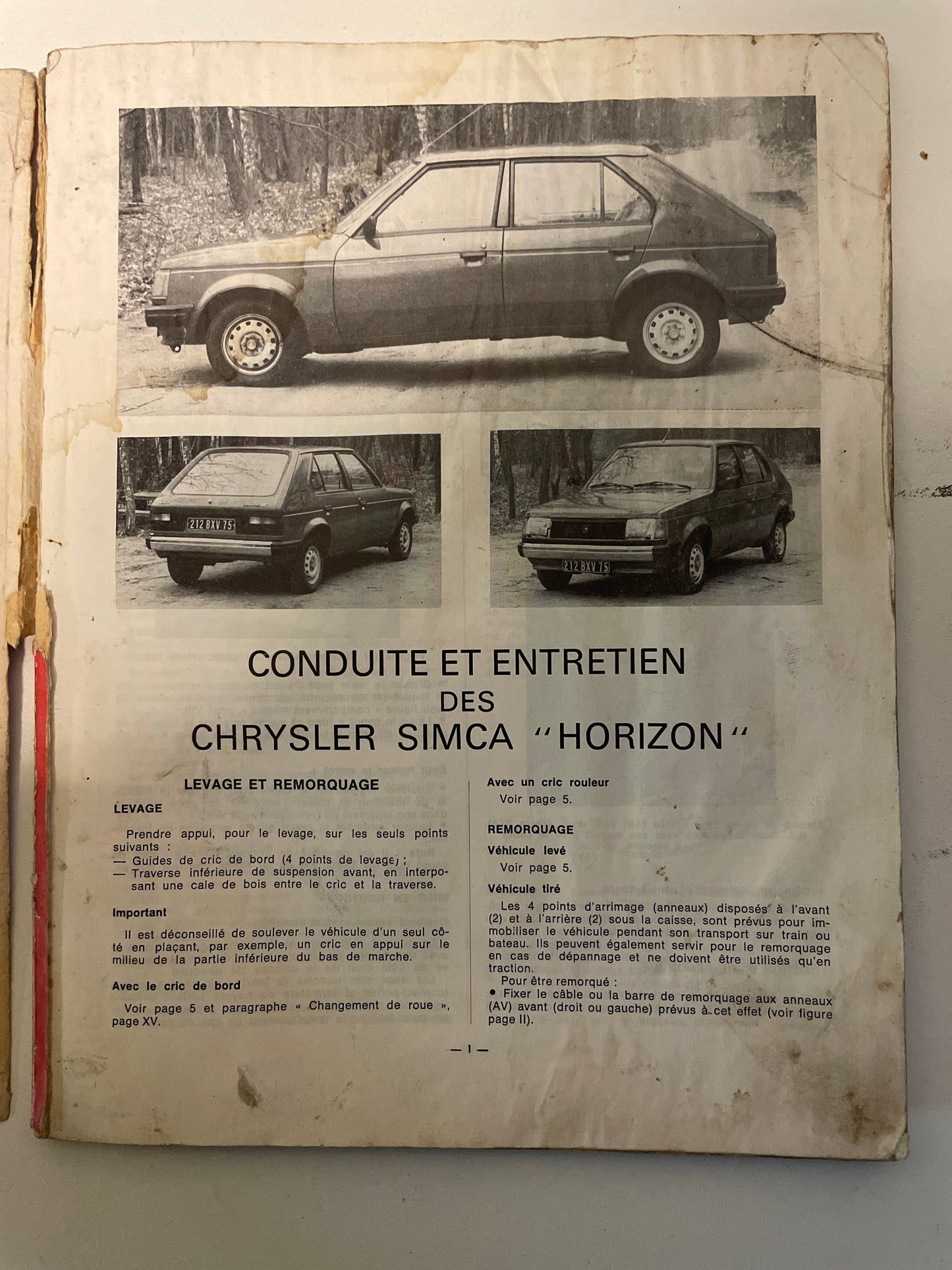 Revue technique CHRYSLER SIMCA Horizon