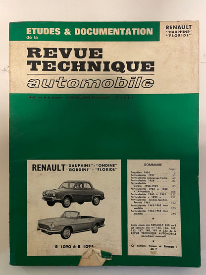 Revue technique RENAULT Dauphine et Floride