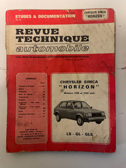 Revue technique CHRYSLER SIMCA Horizon