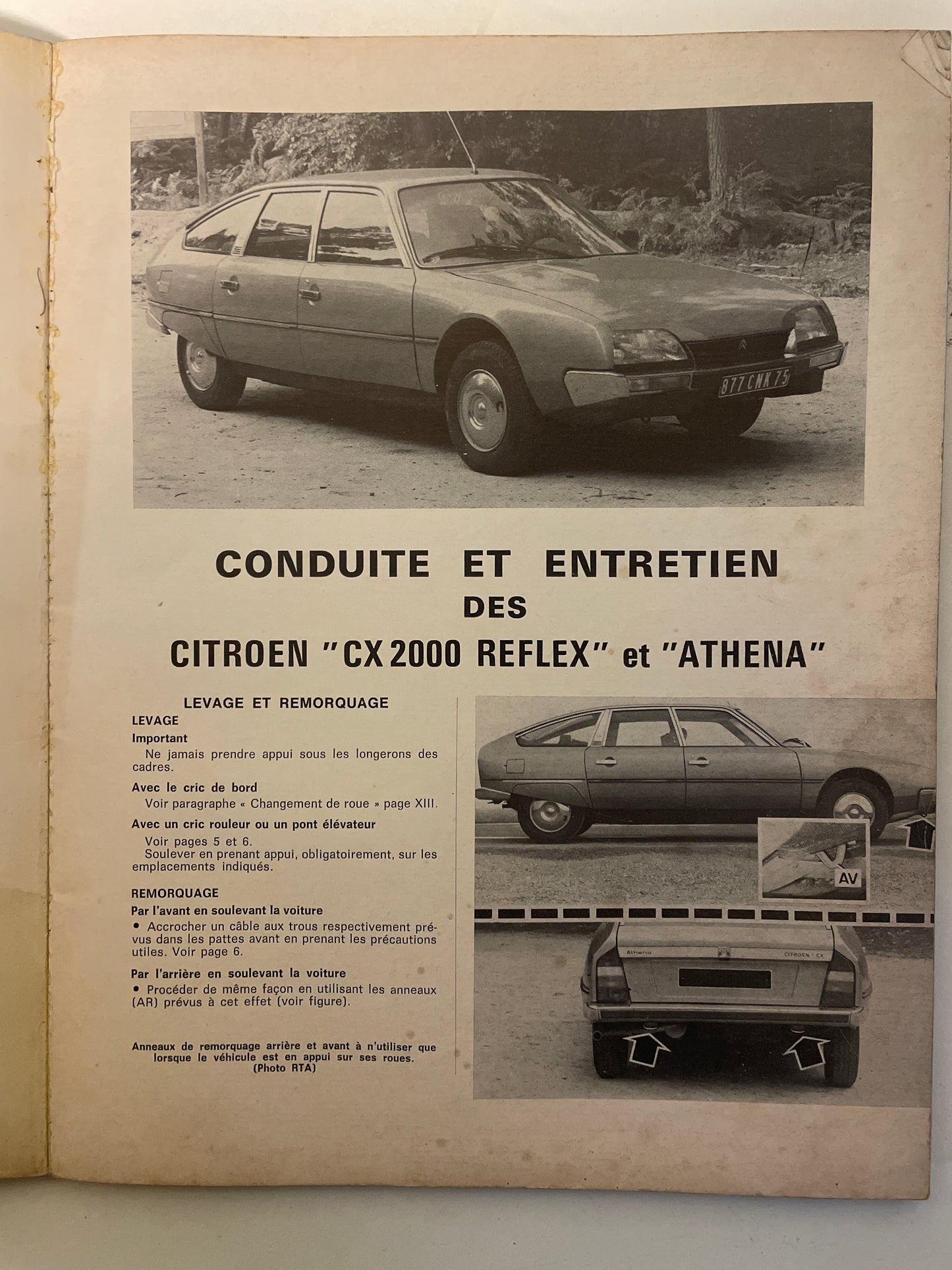 Revue technique CITROEN CX Athena et CX Reflet