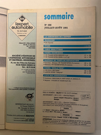 Revue technique VOLKSWAGEN TRANSPORTEUR « 91 »