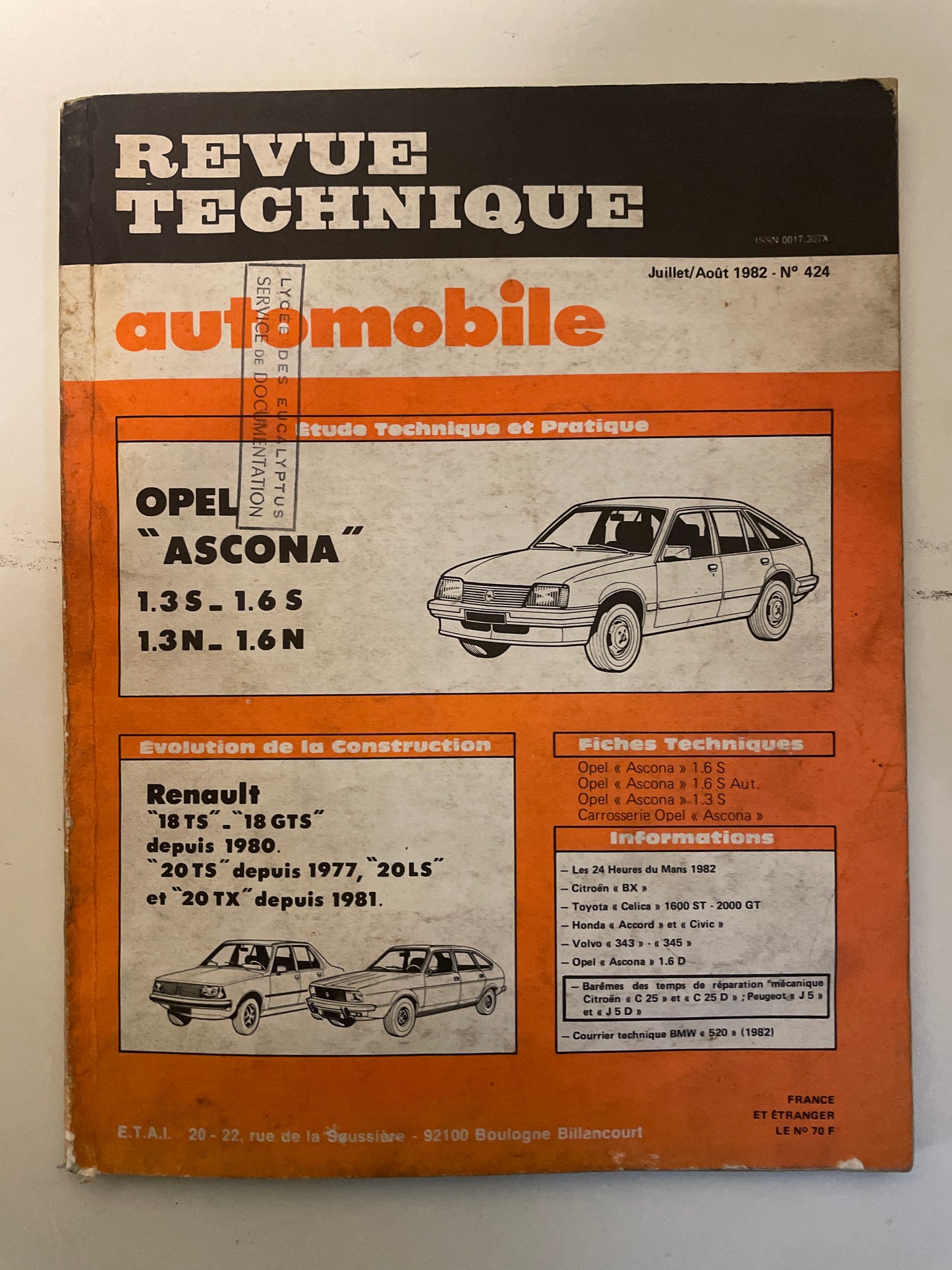 Revue technique OPEL ASCONA