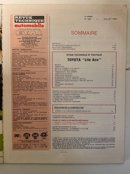 Revue technique TOYOTA LITE ACE 1290 et 1486 cm3