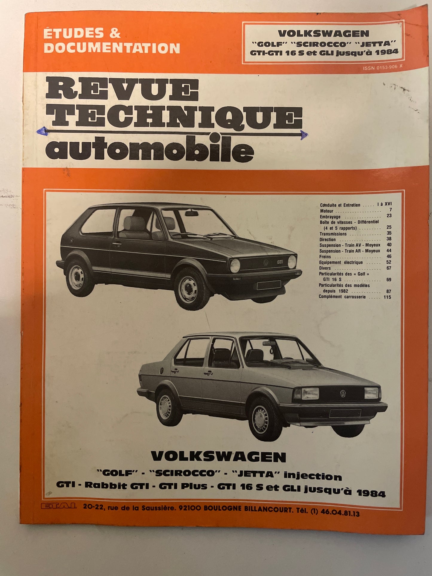 Revue technique VOLLSWAGEN GTI et GLI jusqu’à 1984