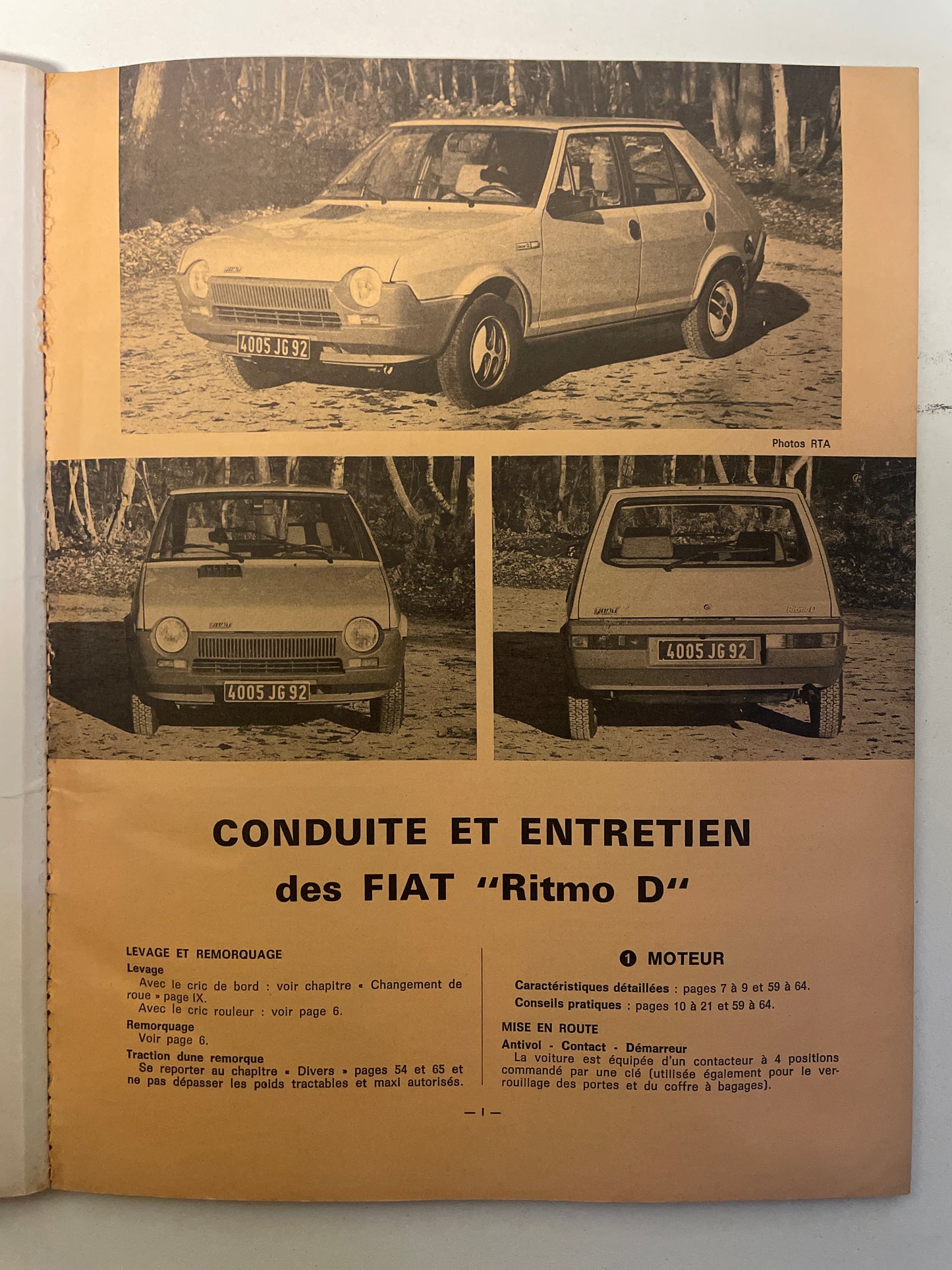 Revue technique FIAT Ritmo 1 Ritmo 2 et Regata