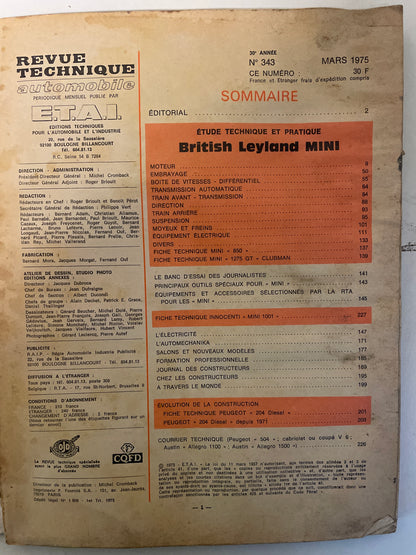 Revue technique MINI BRITISH LEYLAND tous types