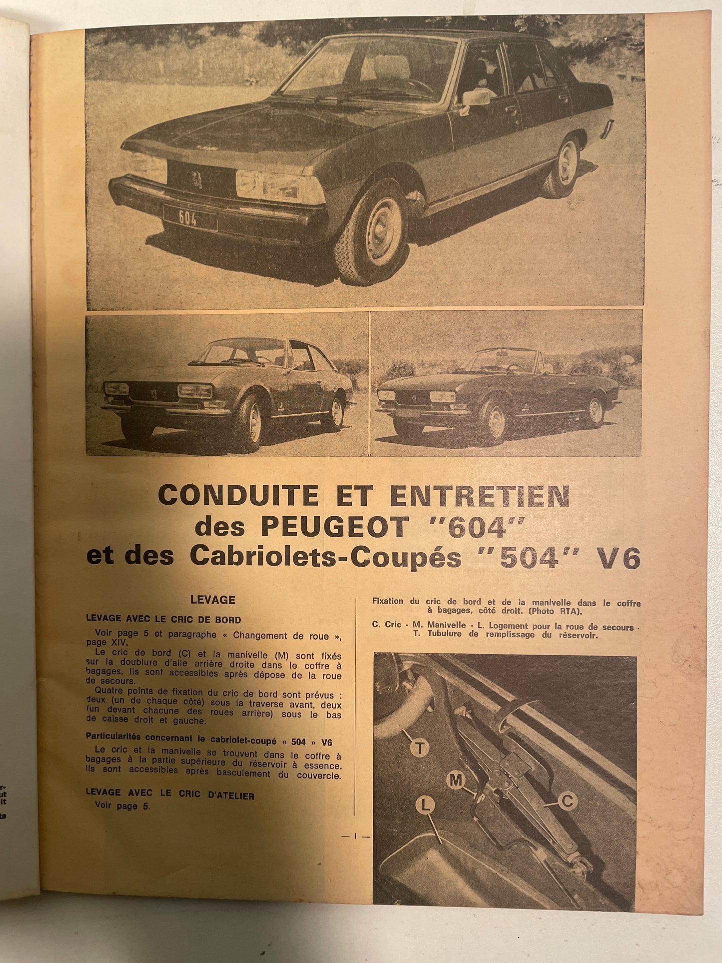 Revue technique PEUGEOT 604 V6 et 504 V6