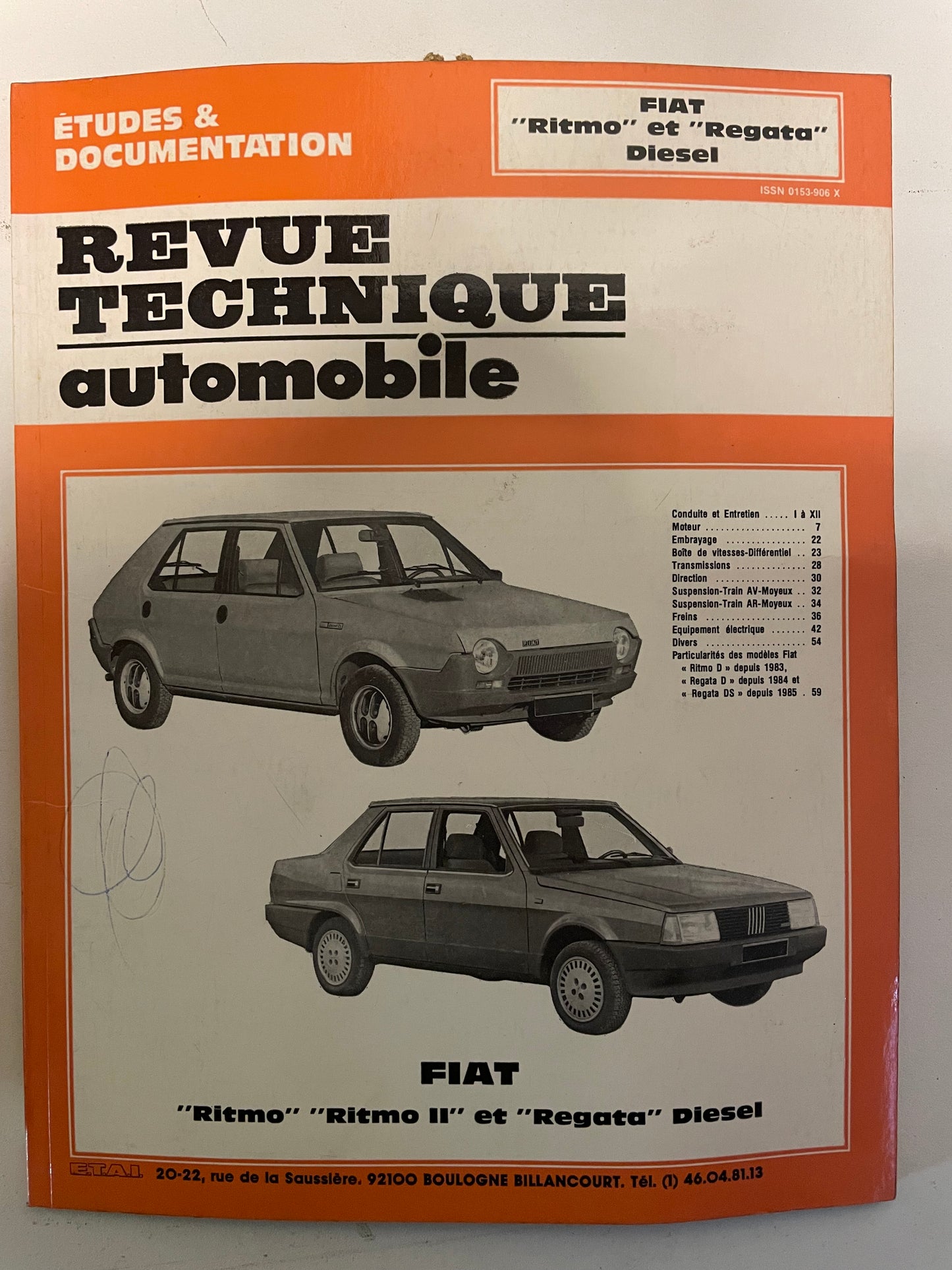 Revue technique FIAT Ritmo 1 Ritmo 2 et Regata