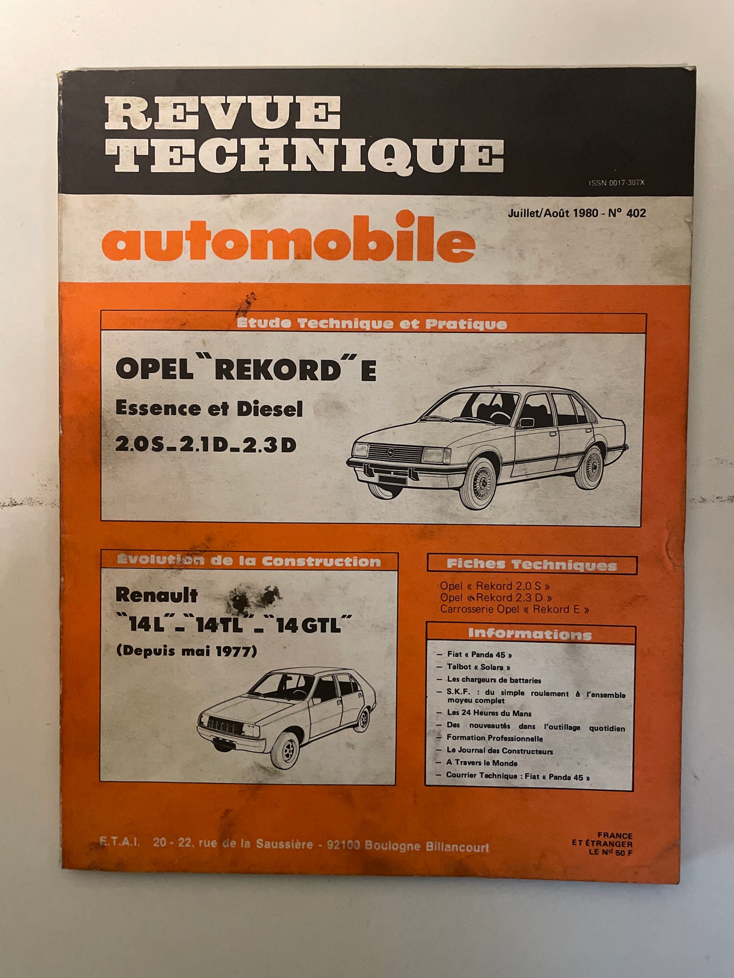 Revue technique OPEL REKORD E