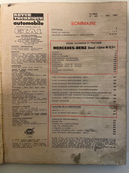 Revue technique MERCEDES BENZ 200D 220D 240D 300D