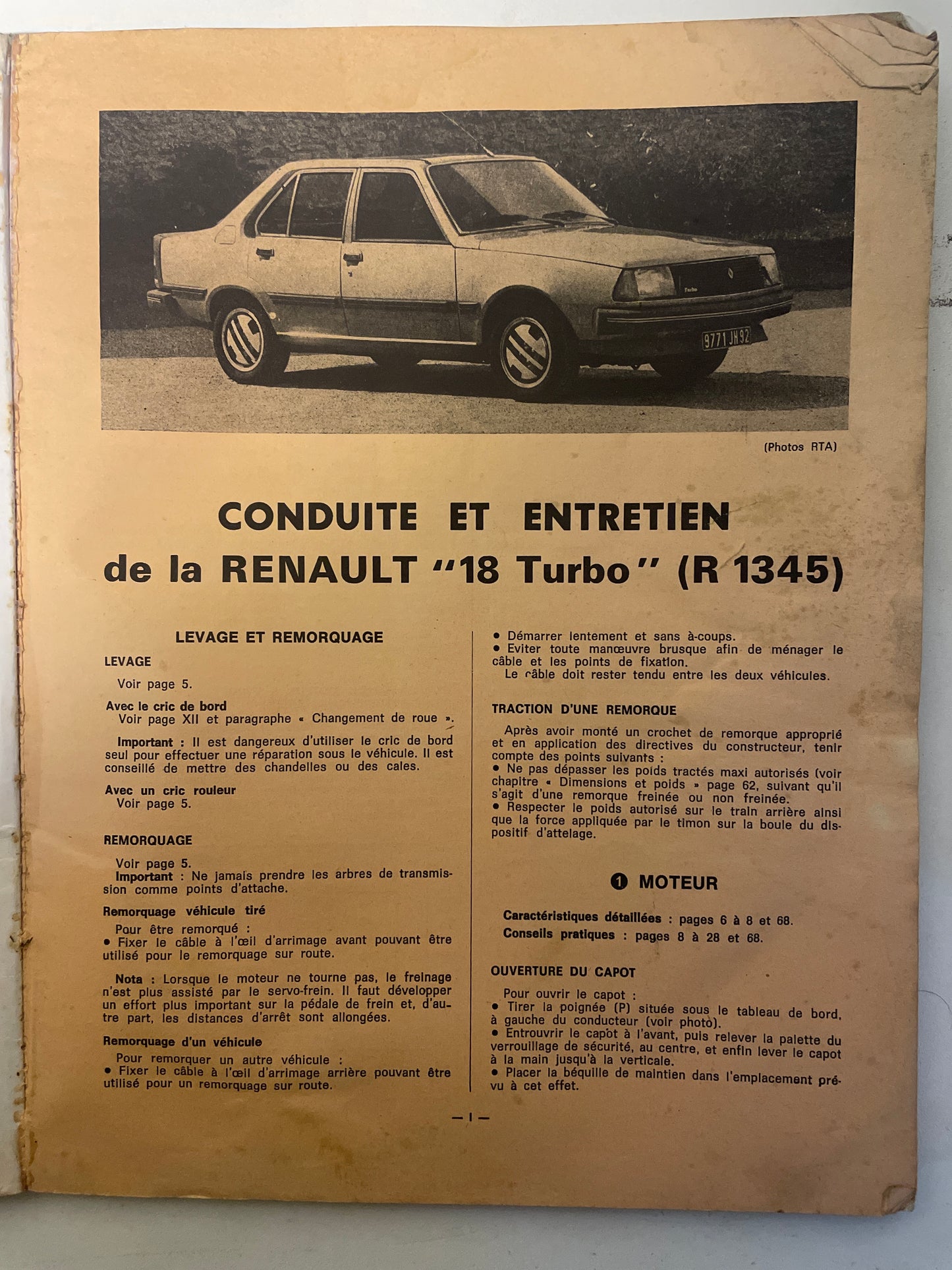 Revue technique RENAULT 18 Turbo