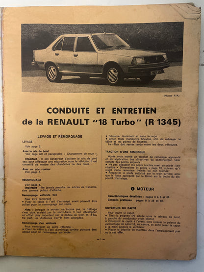 Revue technique RENAULT 18 Turbo