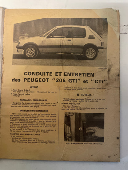 Revue technique PEUGEOT 205 GTI et 205 CTI