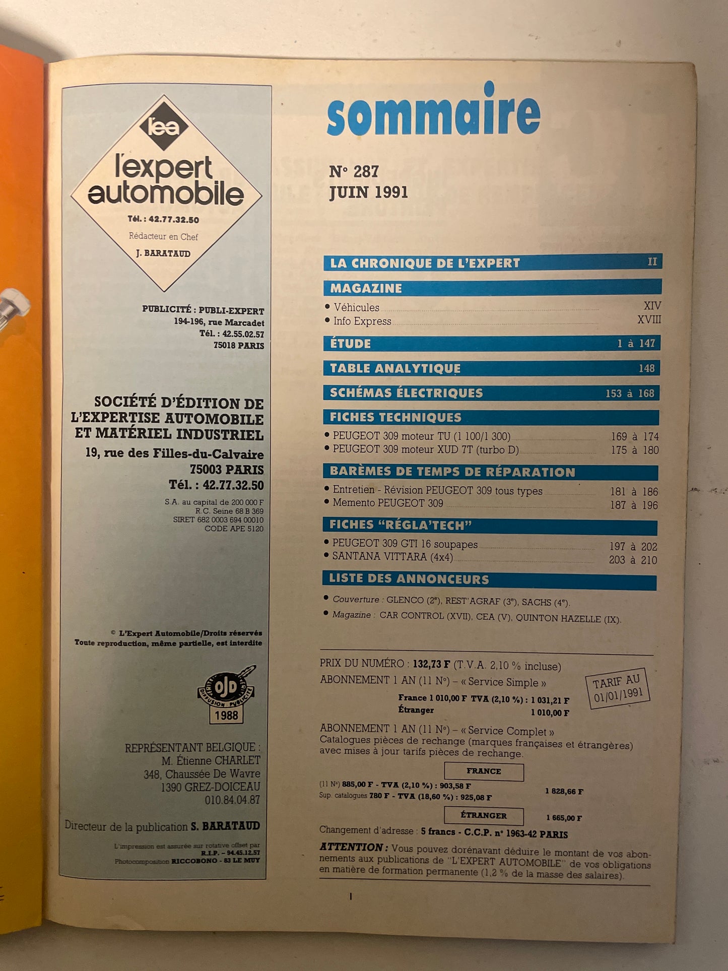 Revue technique PEUGEOT 309