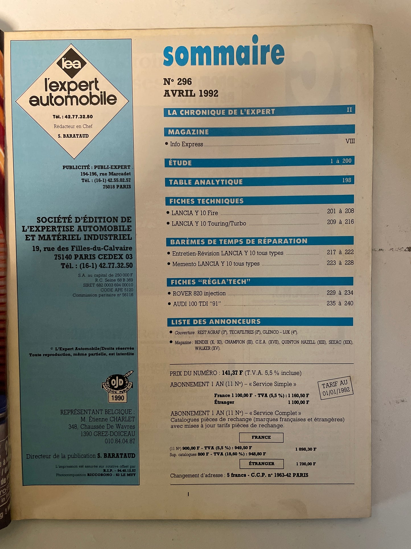 Revue technique LANCIA Y10