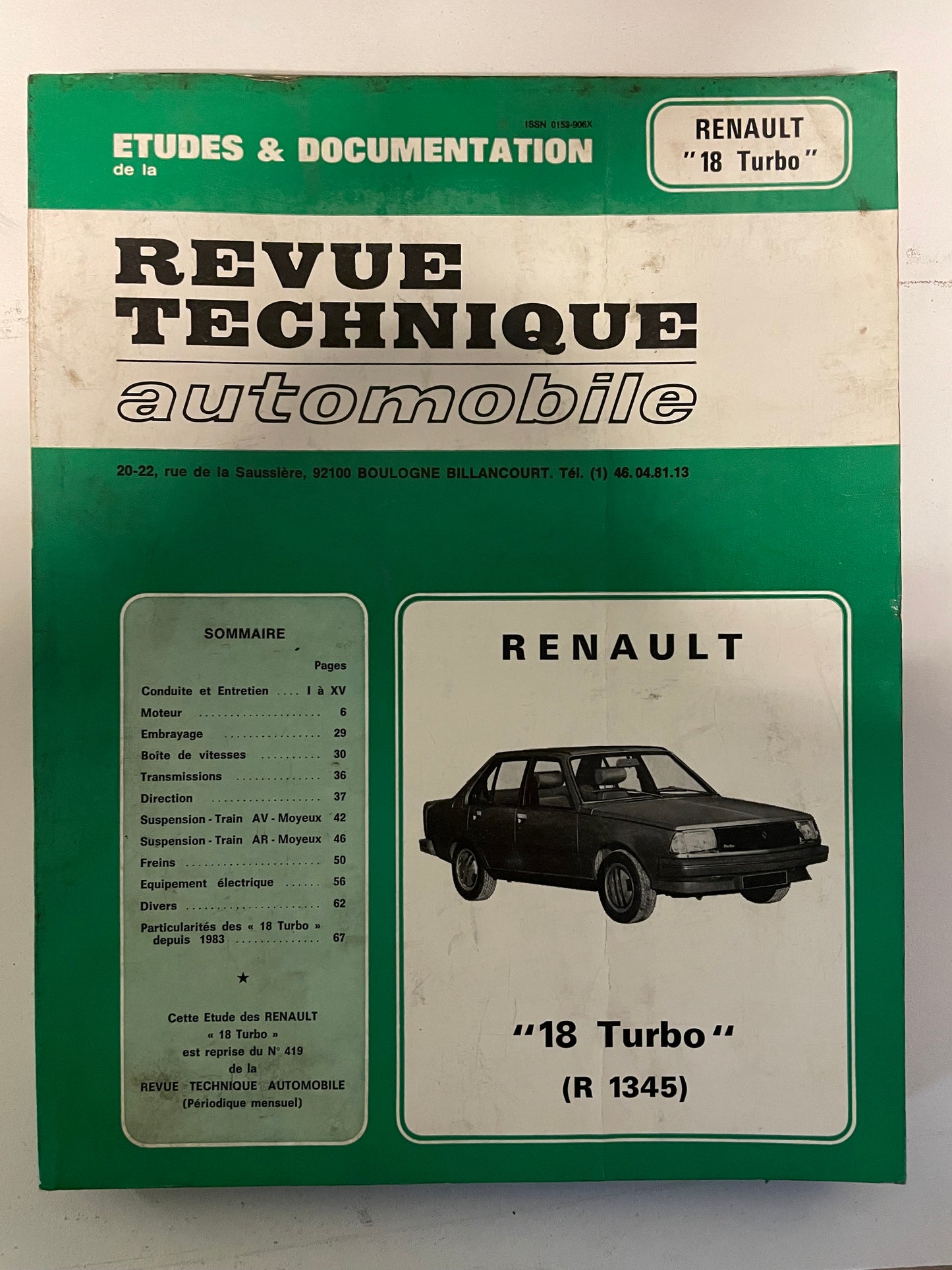 Revue technique RENAULT 18 Turbo