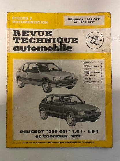 Revue technique PEUGEOT 205 GTI et 205 CTI
