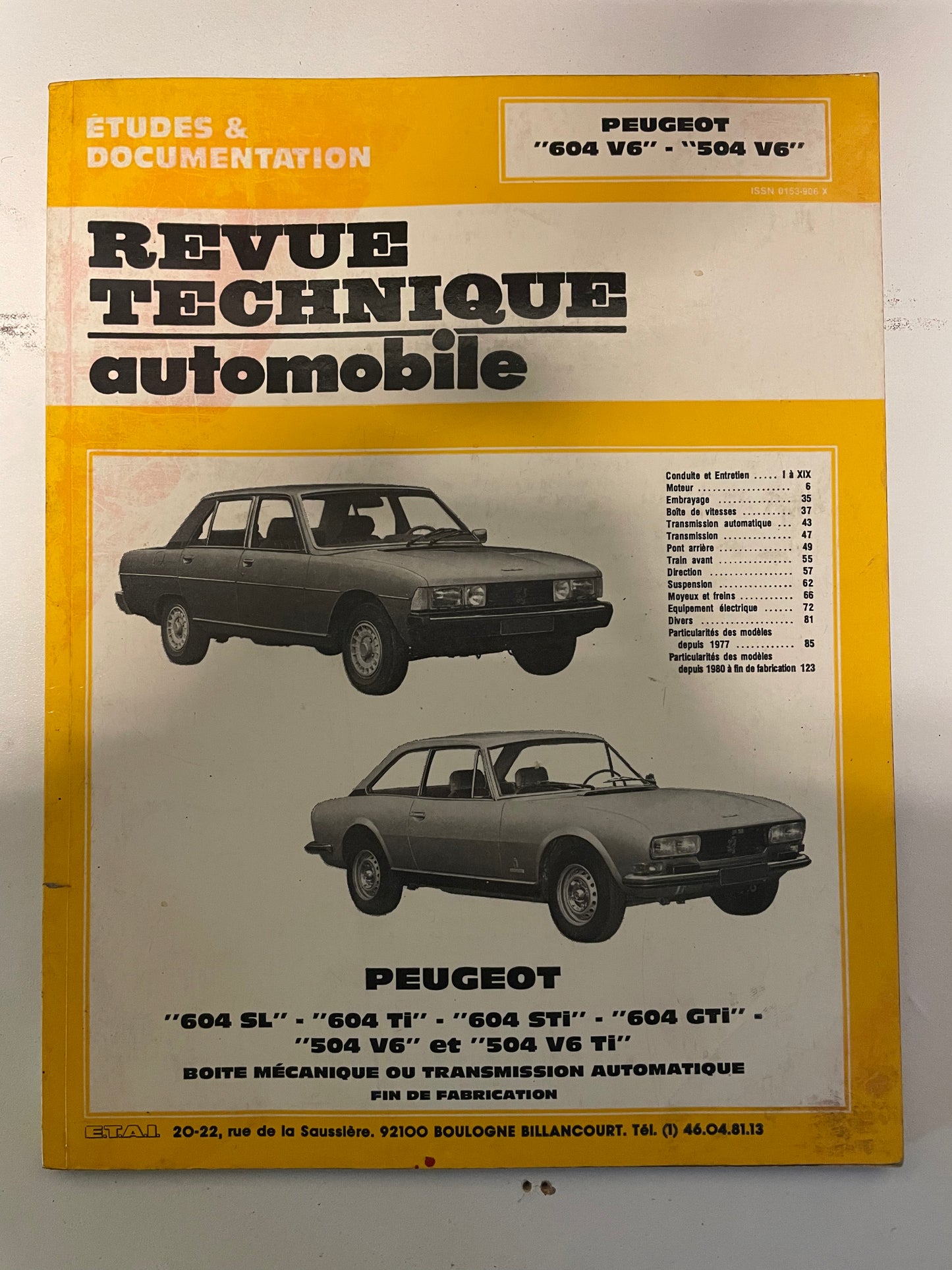 Revue technique PEUGEOT 604 V6 et 504 V6