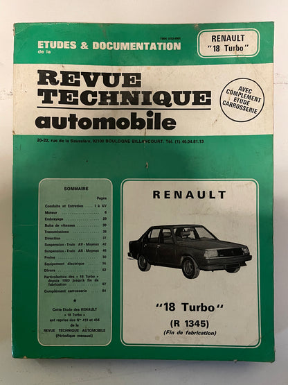Revue technique RENAULT 18 Turbo